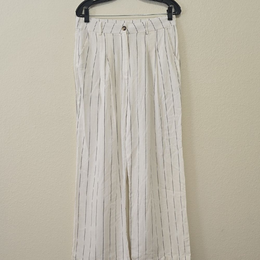En Creme‎ White Striped Men's Dress Pants L